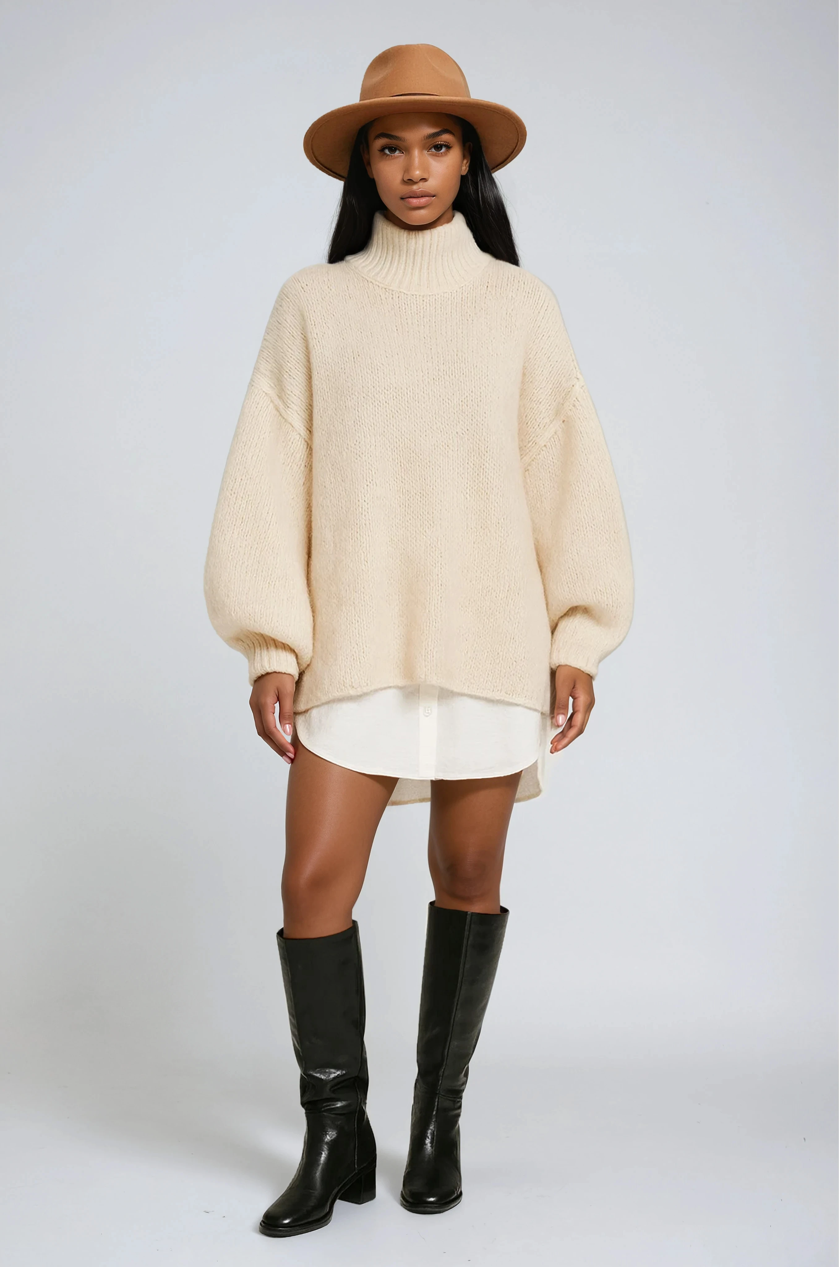 OVERSIZED WOOL TURTLENECK PULLOVER