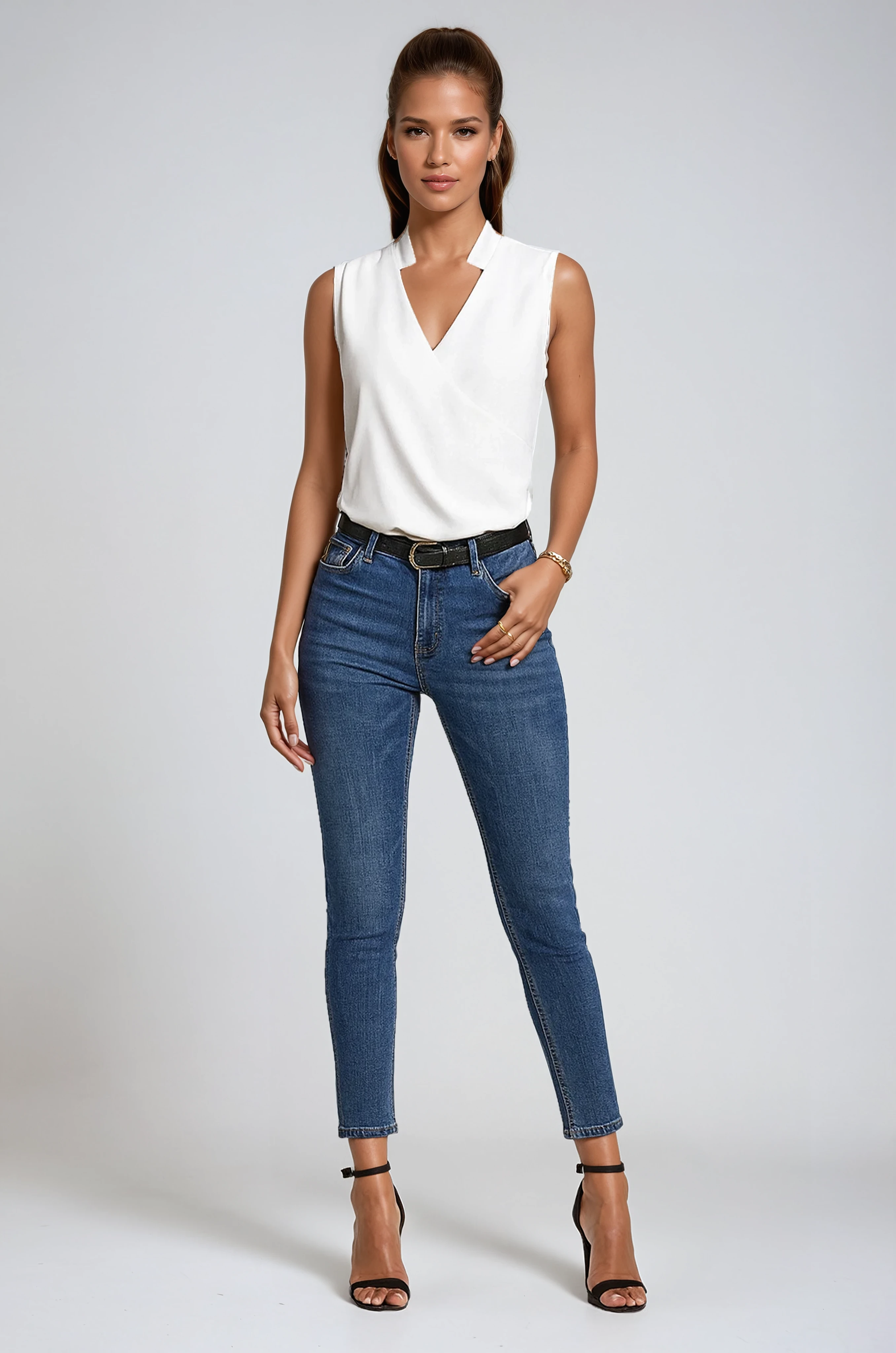 CITY CHIC | SLEEVELESS V-NECK BLOUSE