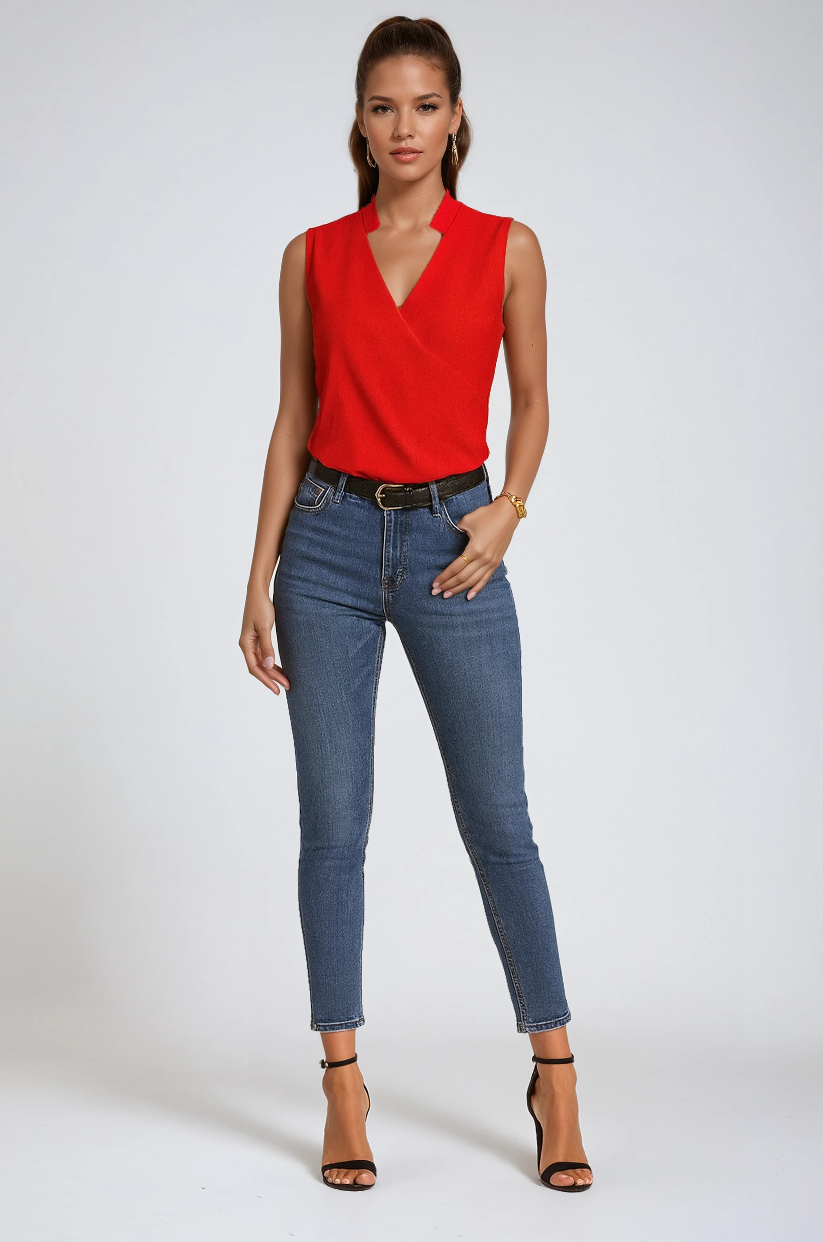 CITY CHIC | SLEEVELESS V-NECK BLOUSE