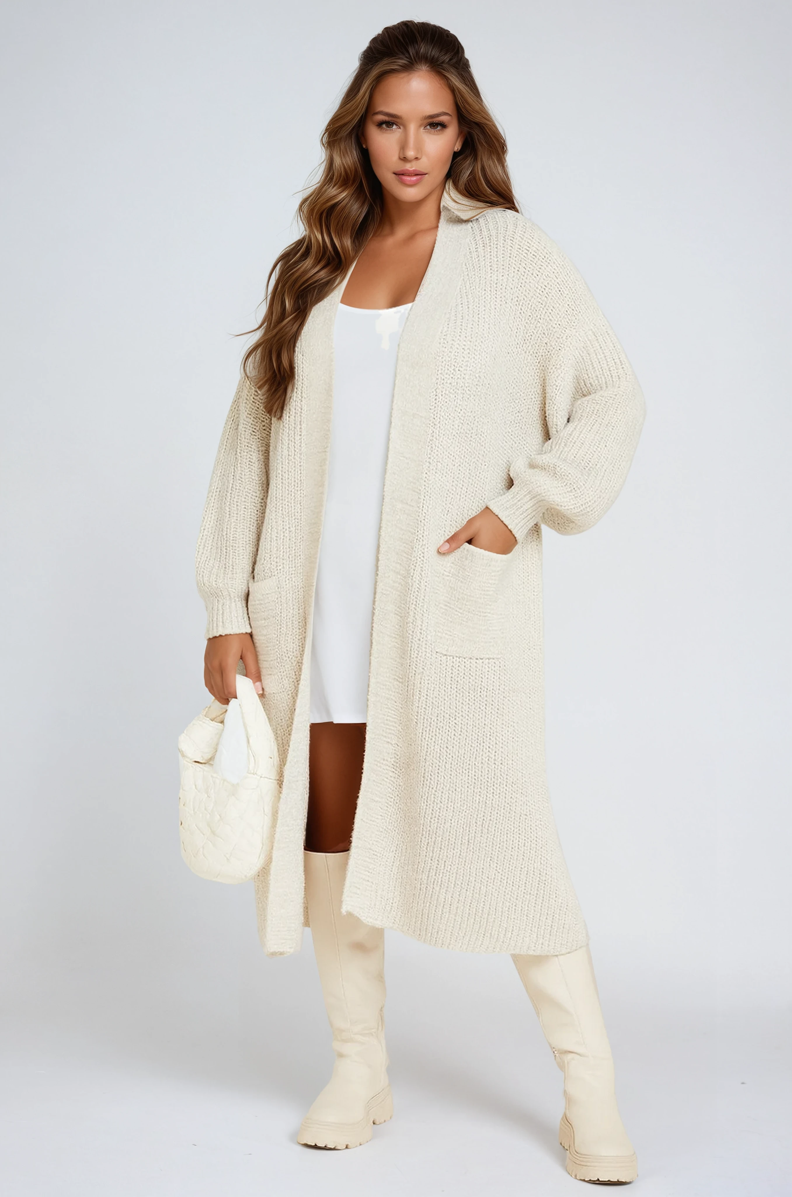 LONG KNITTED CARDIGAN – OPEN FRONT