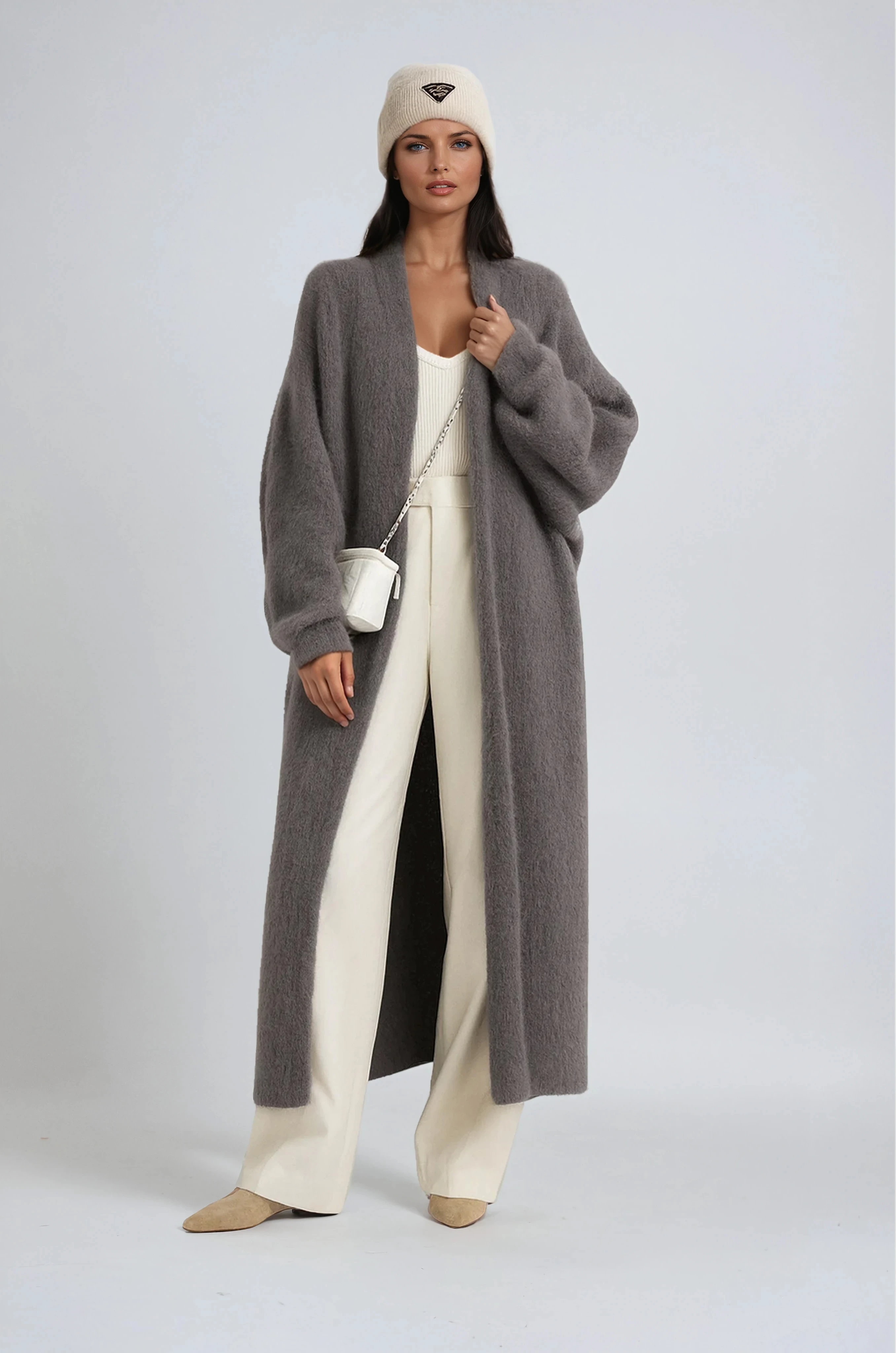 LONG WOOL CARDIGAN – OPEN FRONT COAT