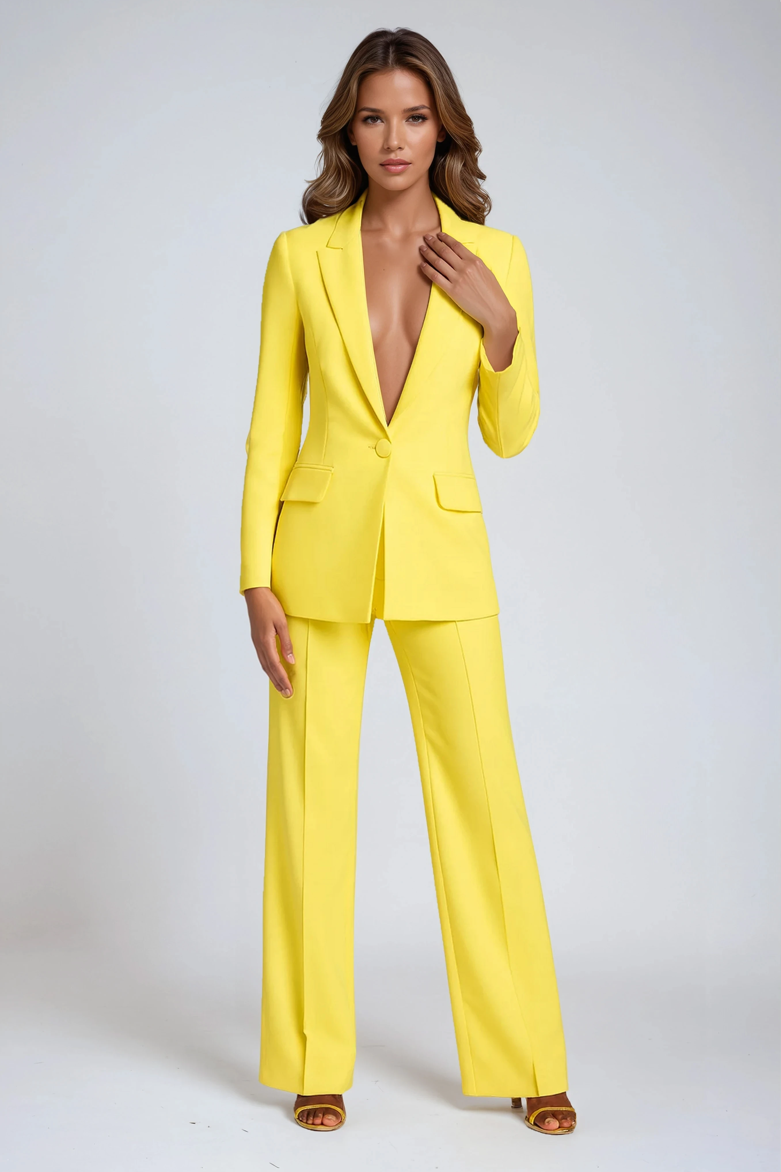 ELEGANT BLAZER AND WIDE LEG TROUSERS SET