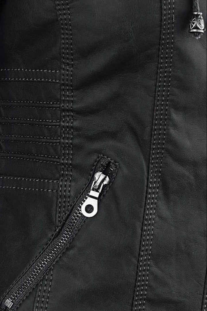 WOMEN’S LEATHER JACKET | CASUAL ZIP-UP HOODED DESIGN