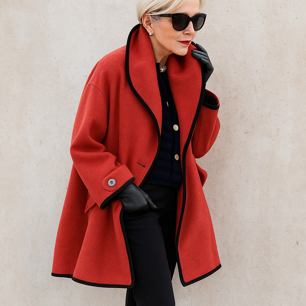 WOOL COAT | OVERSIZED SWING JACKET WITH WIDE COLLAR