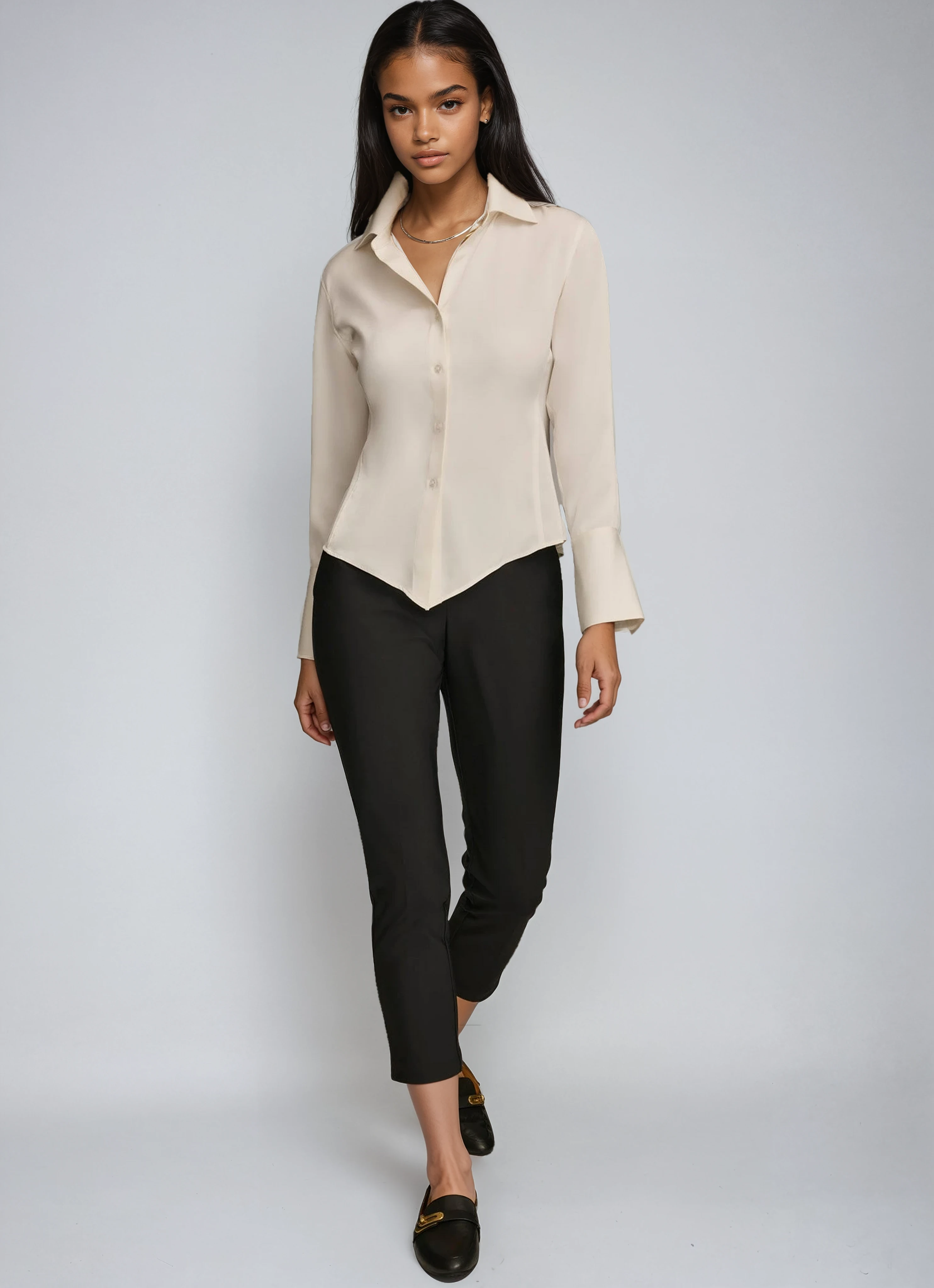 WHITE COLLARED BUTTON DOWN BLOUSE