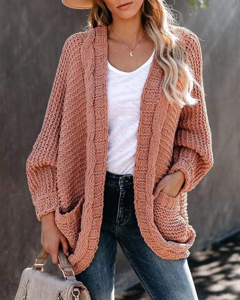 CHUNKY KNITTED CARDIGAN WITH OPEN FRONT
