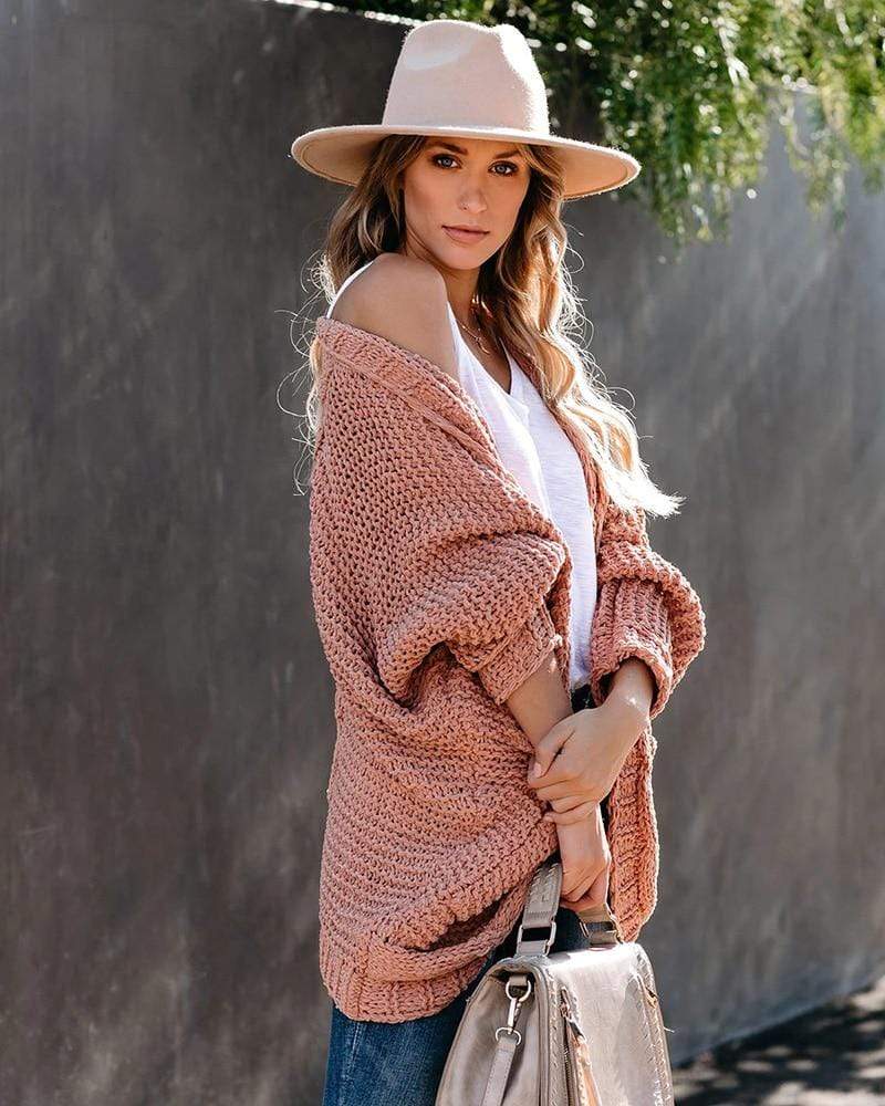 CHUNKY KNITTED CARDIGAN WITH OPEN FRONT