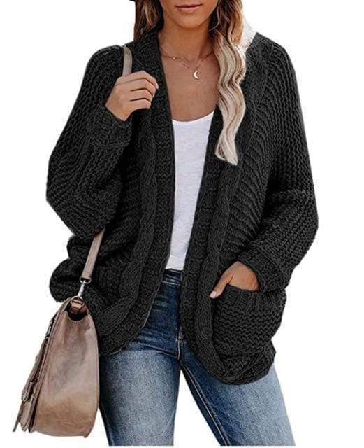CHUNKY KNITTED CARDIGAN WITH OPEN FRONT