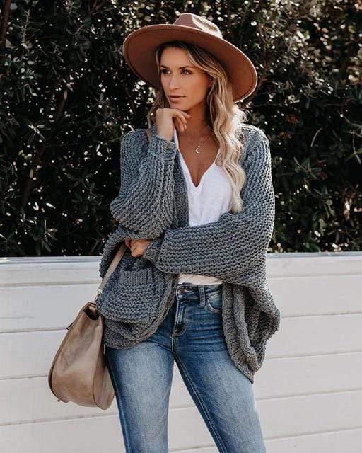 CHUNKY KNITTED CARDIGAN WITH OPEN FRONT