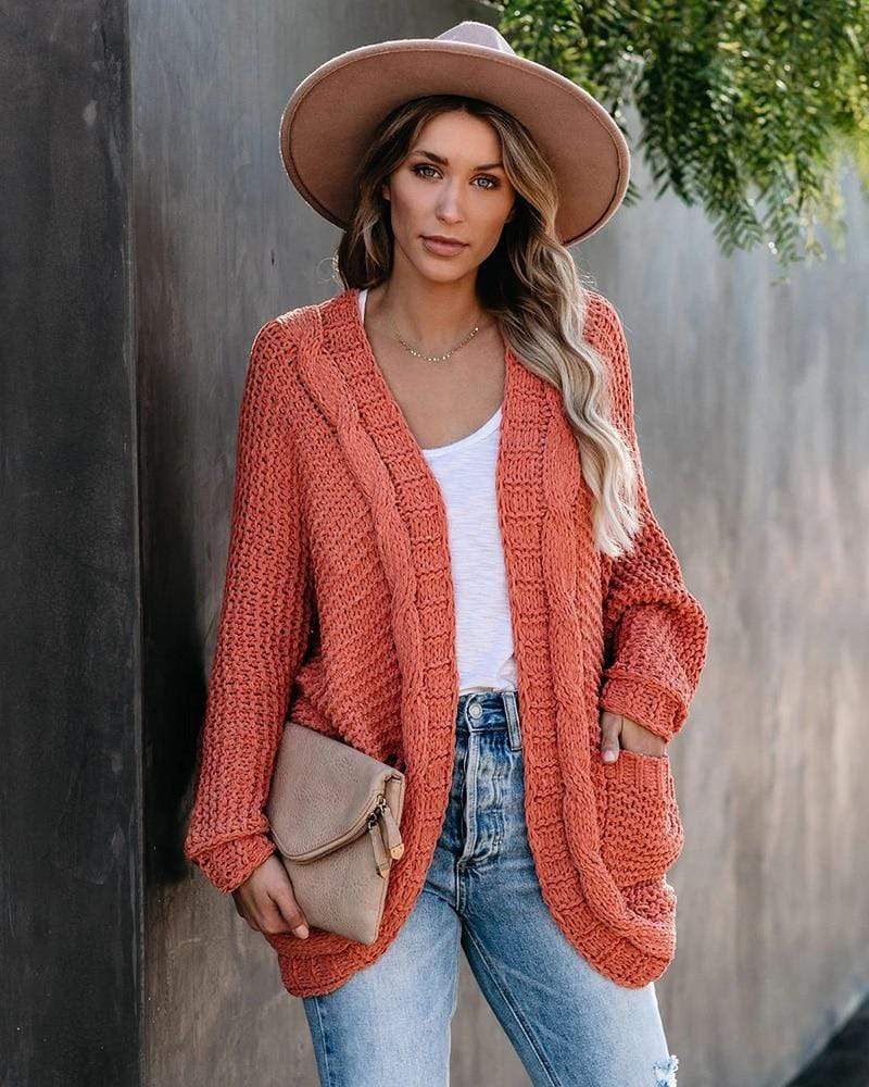 CHUNKY KNITTED CARDIGAN WITH OPEN FRONT