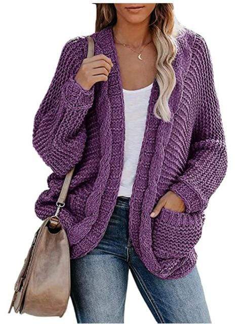 CHUNKY KNITTED CARDIGAN WITH OPEN FRONT