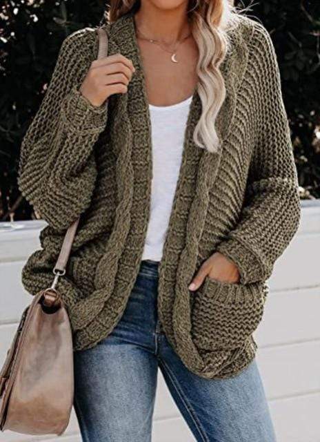 CHUNKY KNITTED CARDIGAN WITH OPEN FRONT