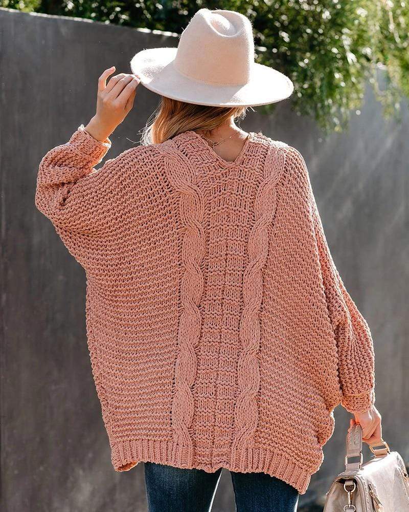 CHUNKY KNITTED CARDIGAN WITH OPEN FRONT