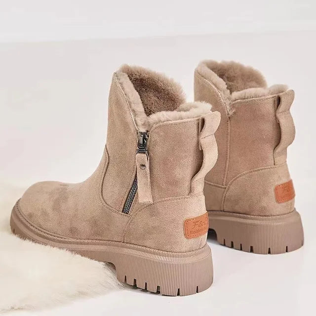 ANKLE BOOTS | WARM FUR LINED WINTER BOOTIES WITH ZIPPER