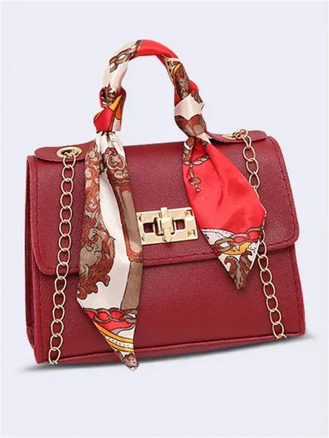 ELEGANCE TOUCH | STRUCTURED CROSSBODY BAG WITH SCARF HANDLE