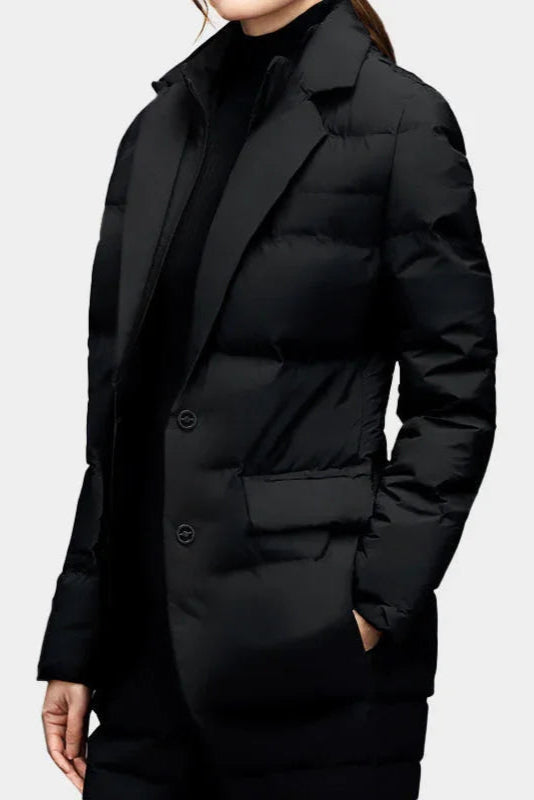 PUFFER BLAZER | BLACK TAILORED QUILTED JACKET