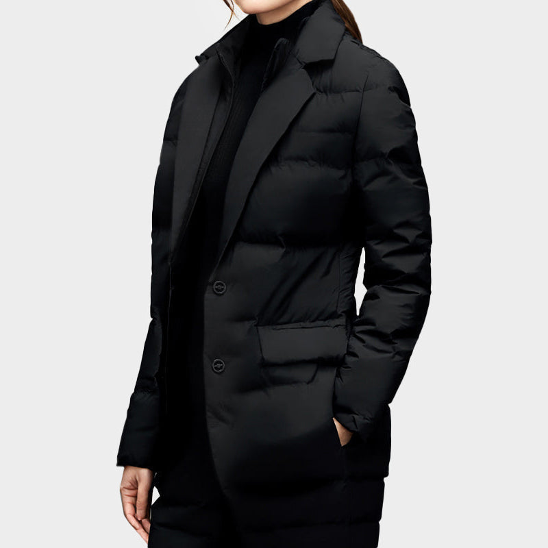 PUFFER BLAZER | BLACK TAILORED QUILTED JACKET