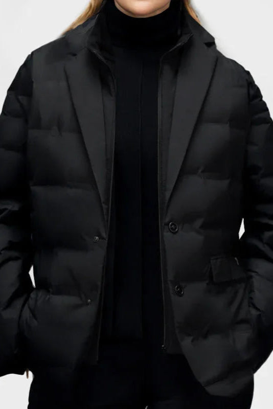 PUFFER BLAZER | BLACK TAILORED QUILTED JACKET