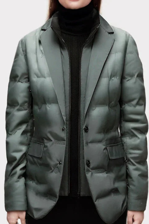 PUFFER BLAZER | BLACK TAILORED QUILTED JACKET