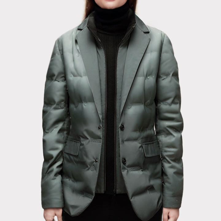 PUFFER BLAZER | BLACK TAILORED QUILTED JACKET
