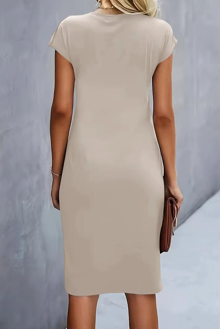 WOMEN’S PROM DRESS | RUCHED MIDI EVENING OUTFIT