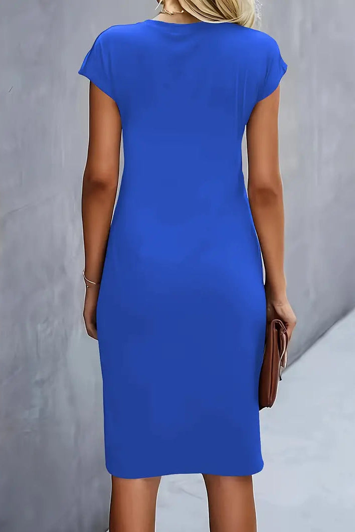 WOMEN’S PROM DRESS | RUCHED MIDI EVENING OUTFIT