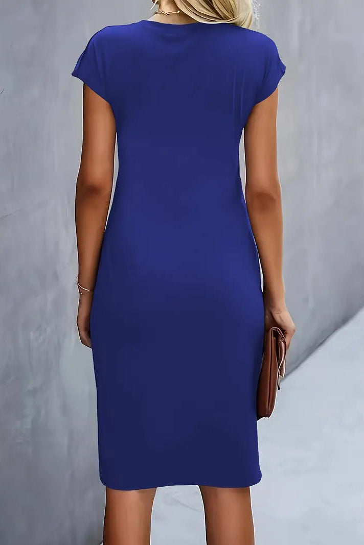 WOMEN’S PROM DRESS | RUCHED MIDI EVENING OUTFIT