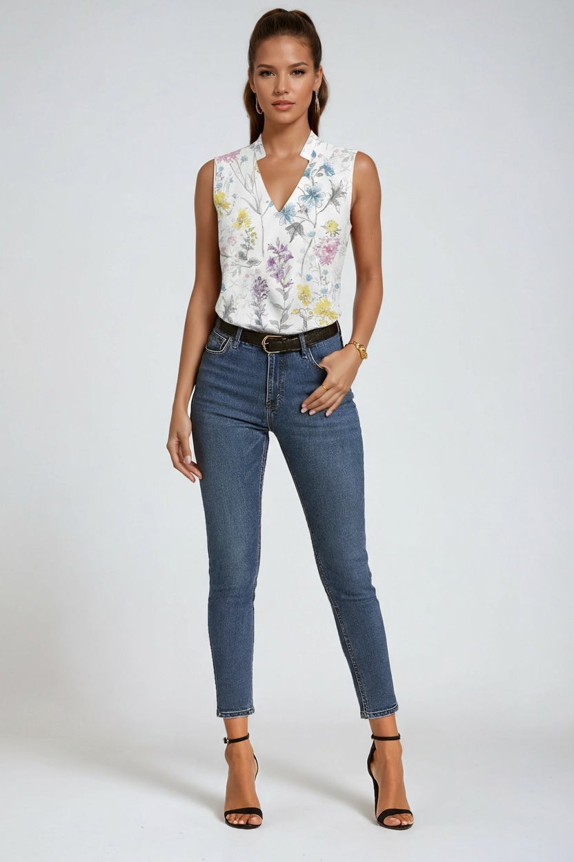 CITY CHIC | SLEEVELESS V-NECK BLOUSE