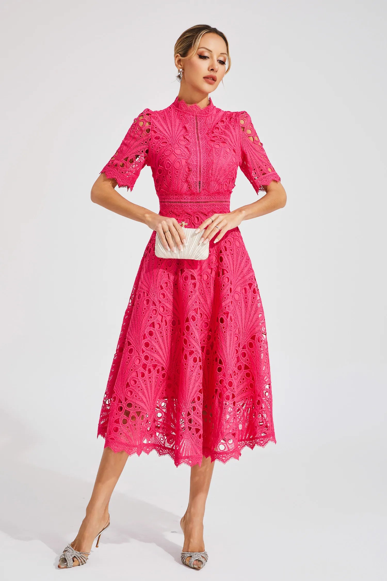 GRADUATION DRESS | MIDI WITH HIGH-NECK A-LINE SILHOUETTE
