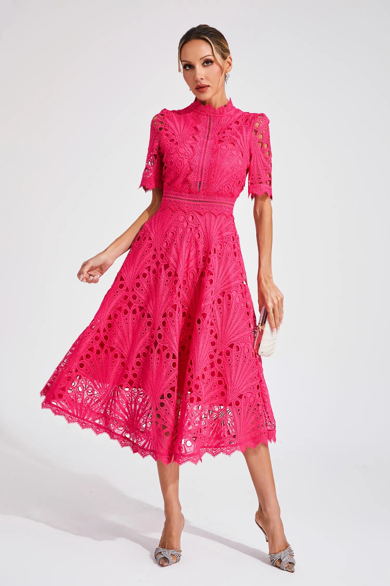 GRADUATION DRESS | MIDI WITH HIGH-NECK A-LINE SILHOUETTE