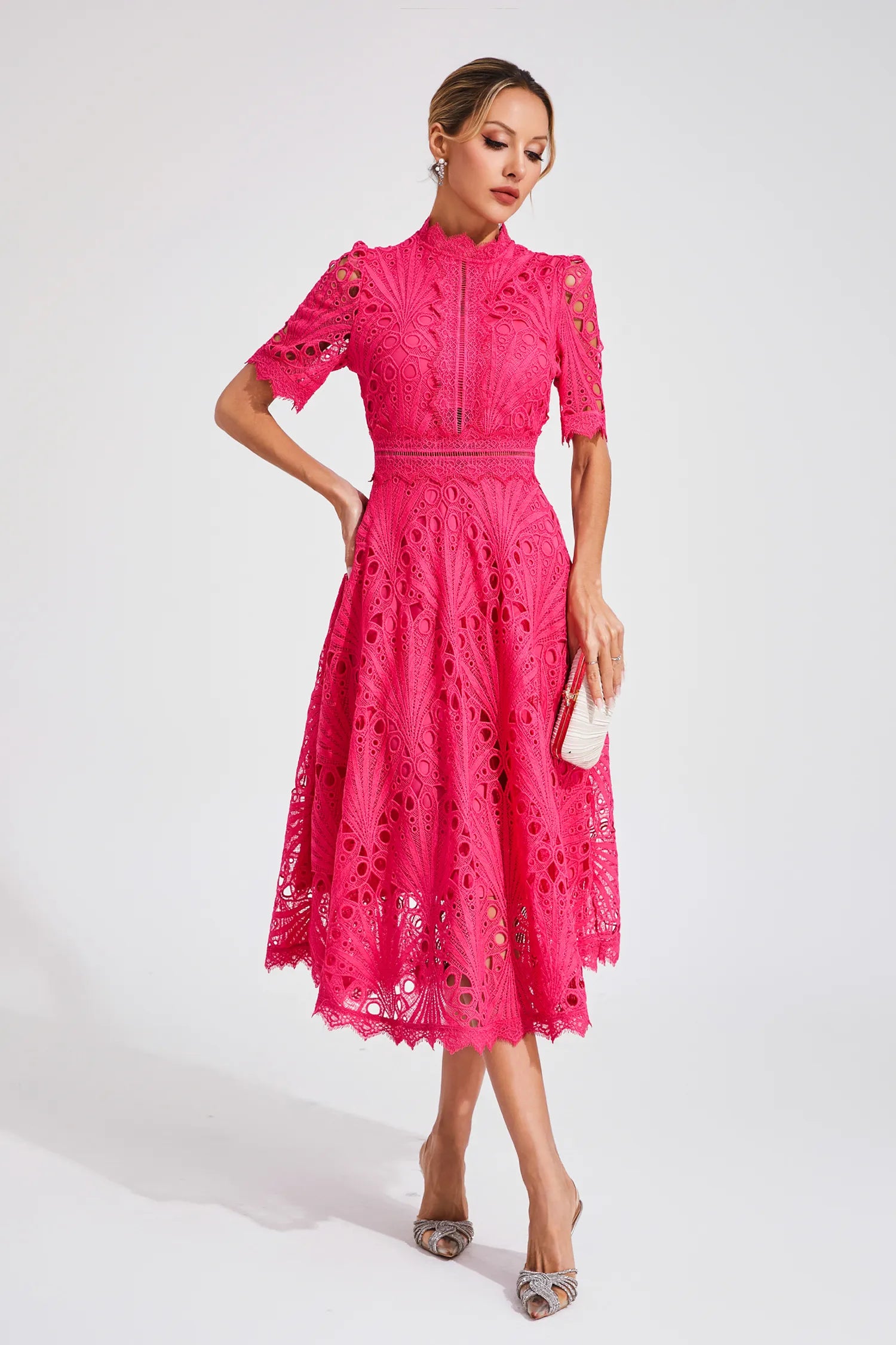 PINK CHRISTMAS DRESS | FESTIVE FIT & FLARED SILHOUETTE