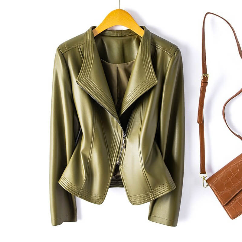 LEATHER WIDE-LAPEL JACKET