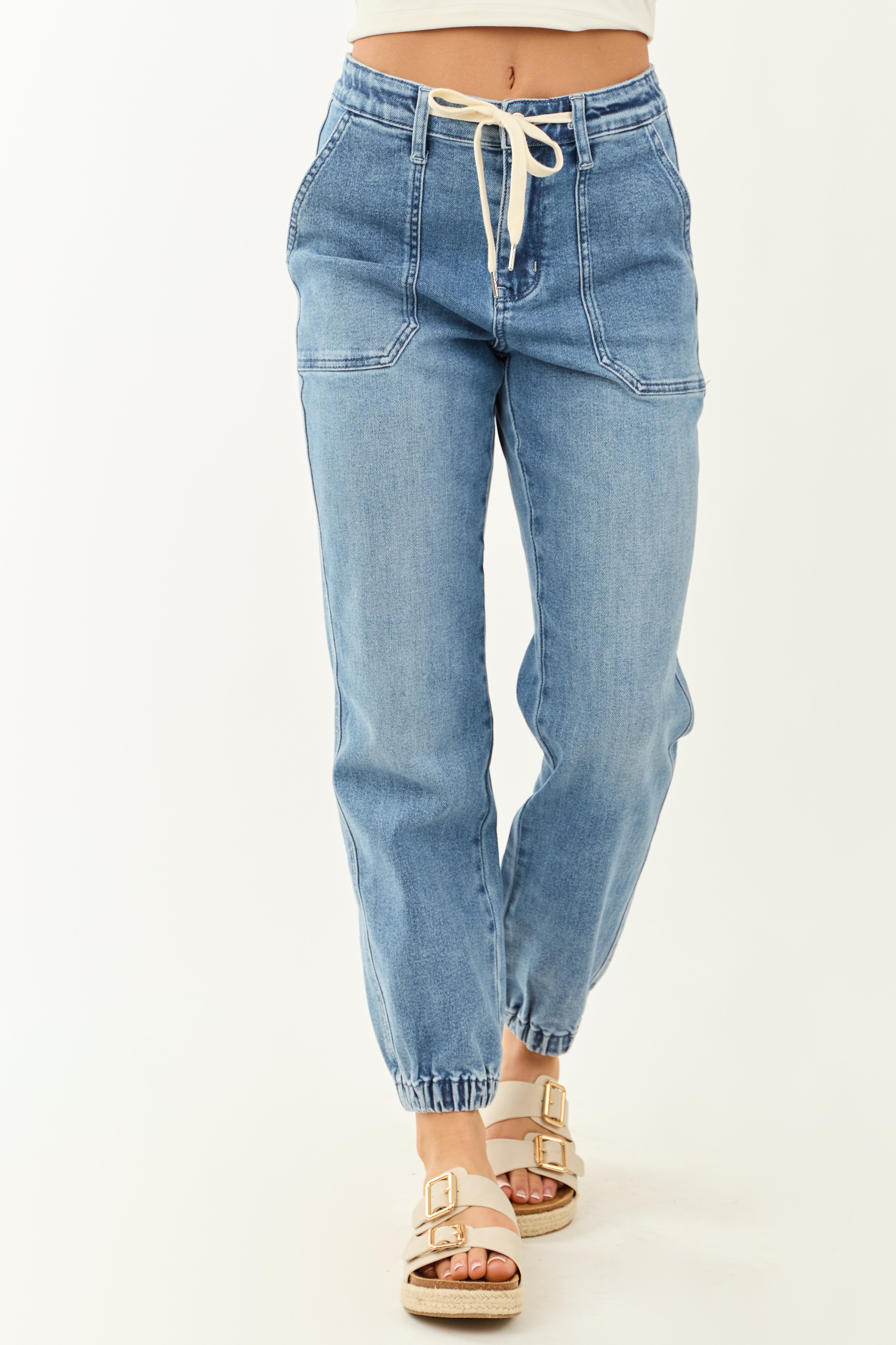WOMEN'S DENIM JOGGER JEANS | DRAWSTRING WAIST