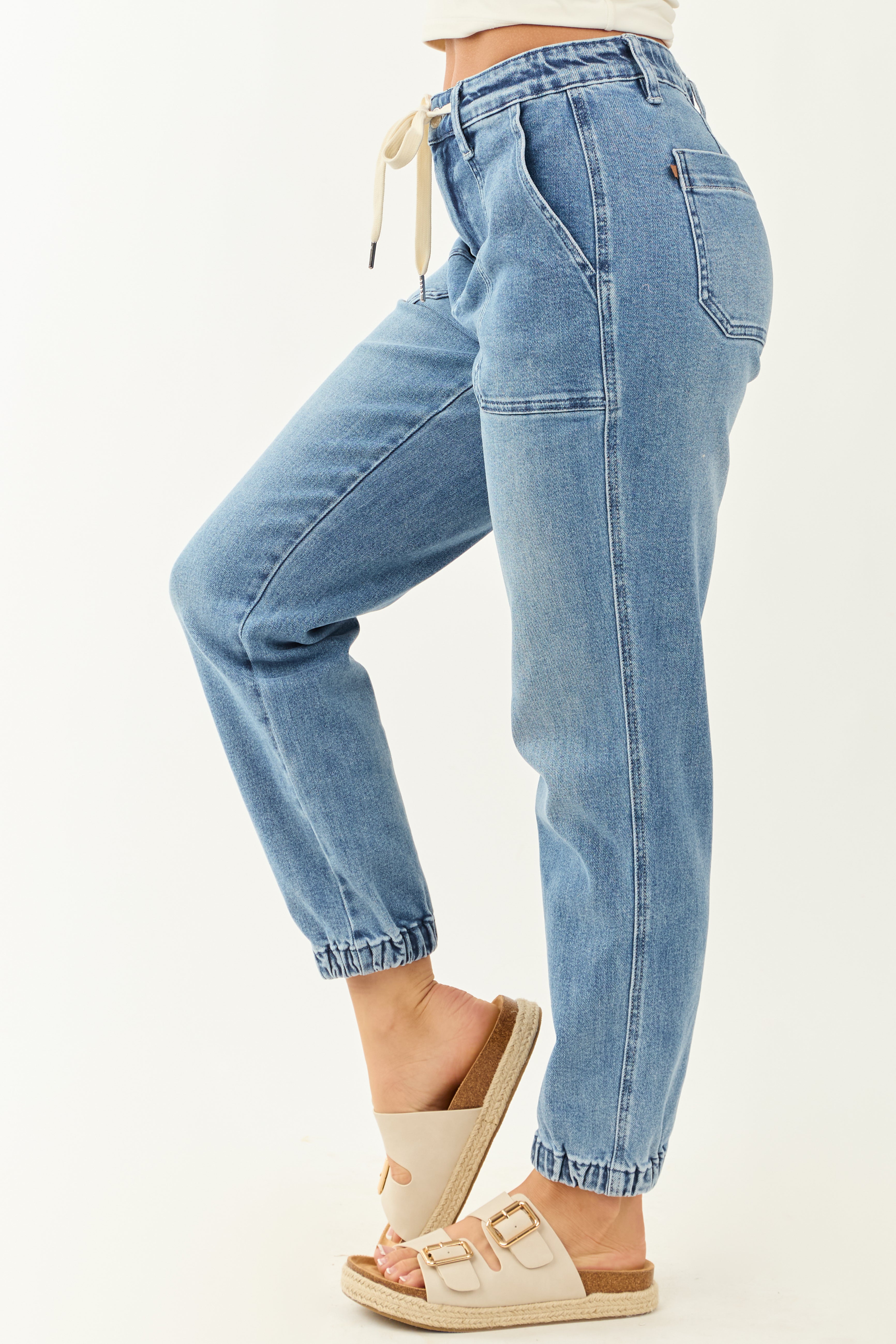 WOMEN'S DENIM JOGGER JEANS | DRAWSTRING WAIST
