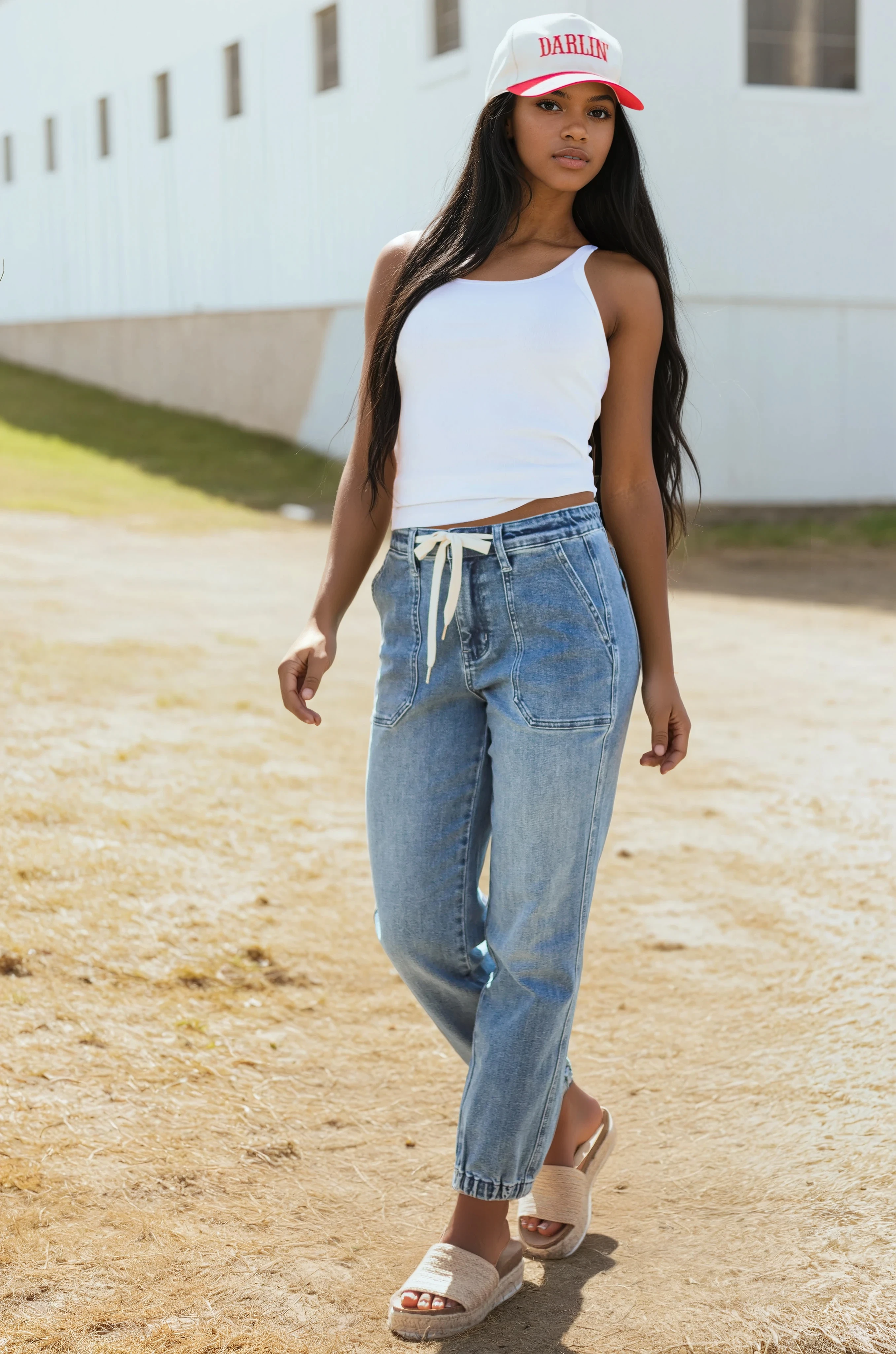 WOMEN'S DENIM JOGGER JEANS | DRAWSTRING WAIST