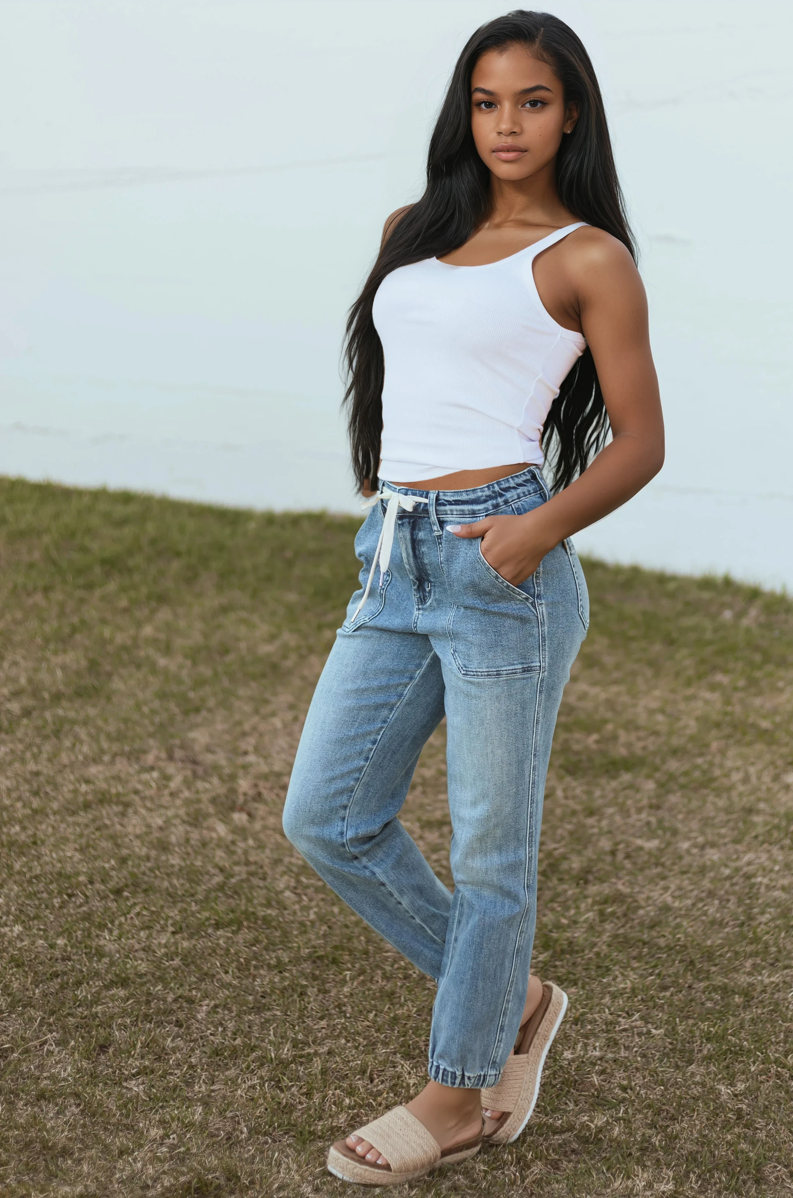 WOMEN'S DENIM JOGGER JEANS | DRAWSTRING WAIST
