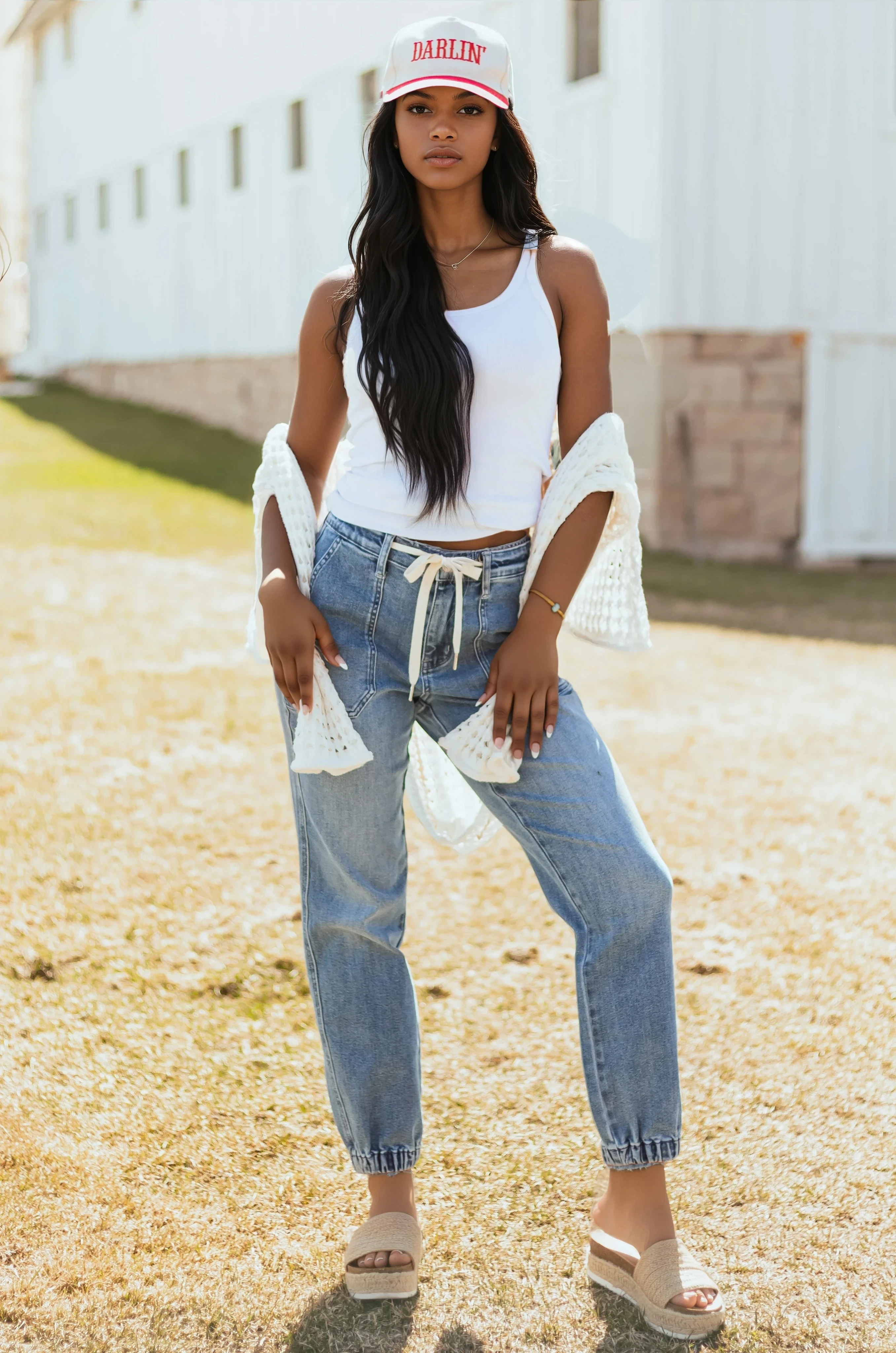 WOMEN'S DENIM JOGGER JEANS | DRAWSTRING WAIST