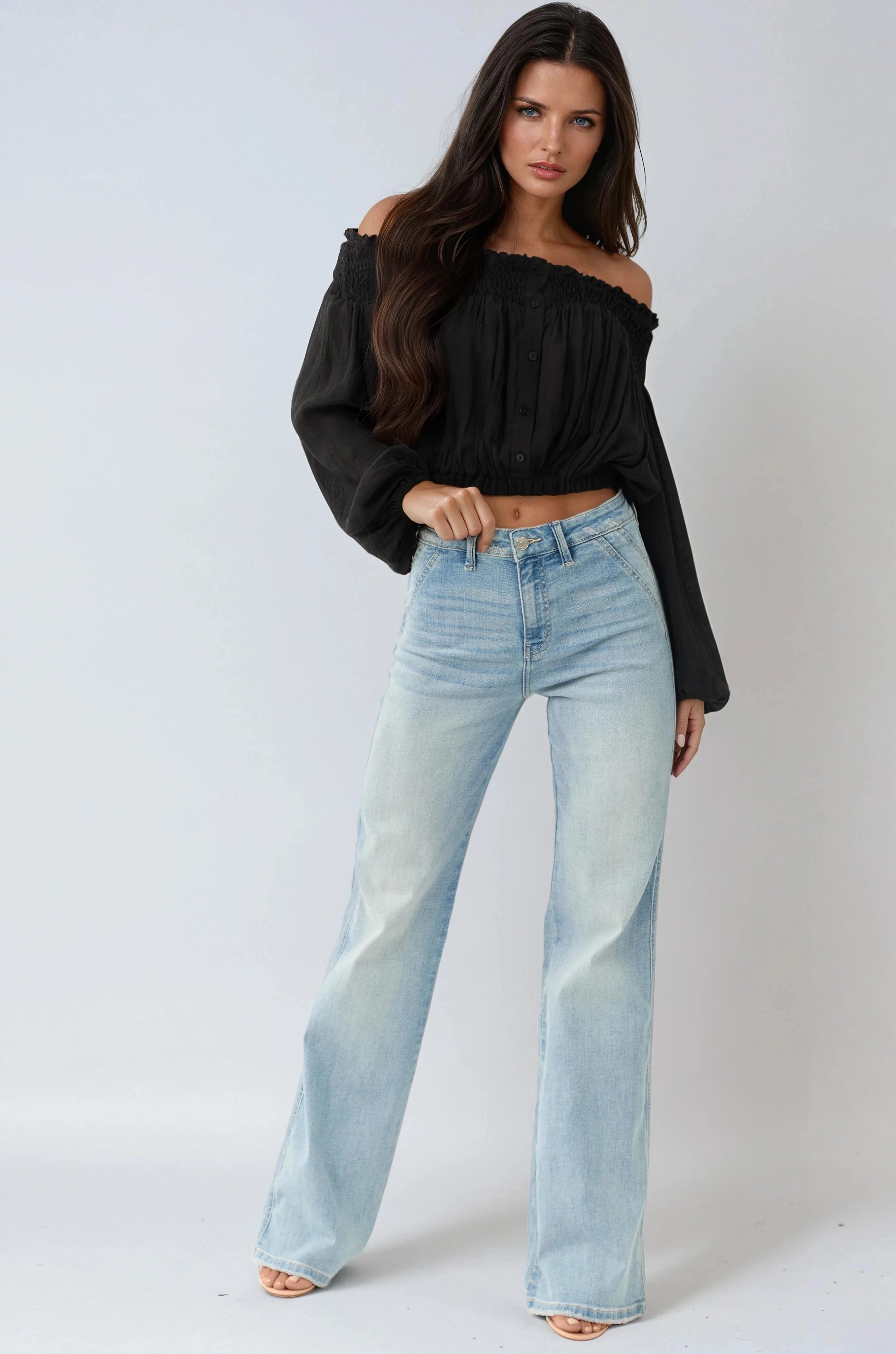 WOMEN’S WIDE LEG JEANS | HIGH WAIST LIGHT BLUE