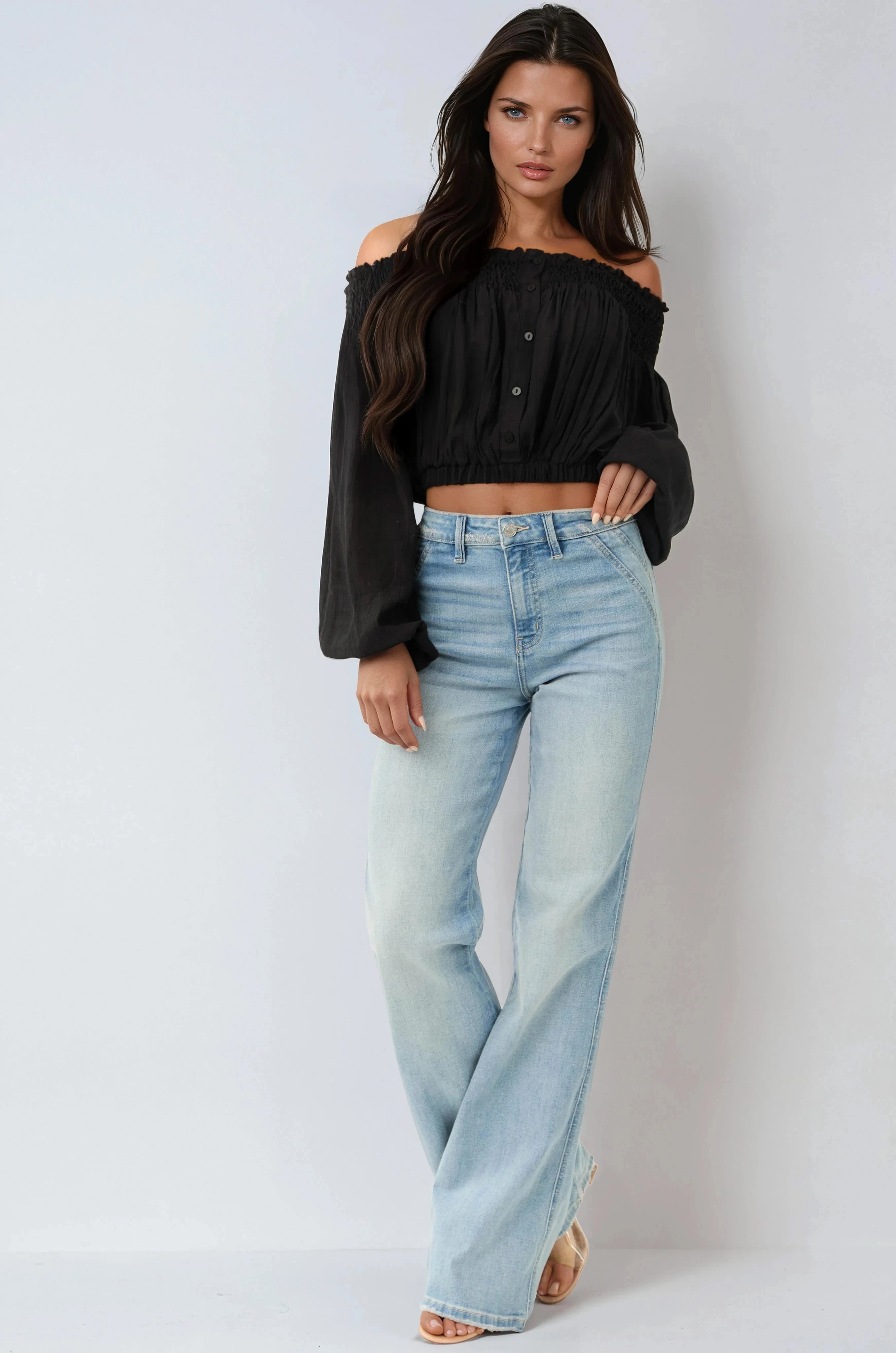 WOMEN’S WIDE LEG JEANS | HIGH WAIST LIGHT BLUE