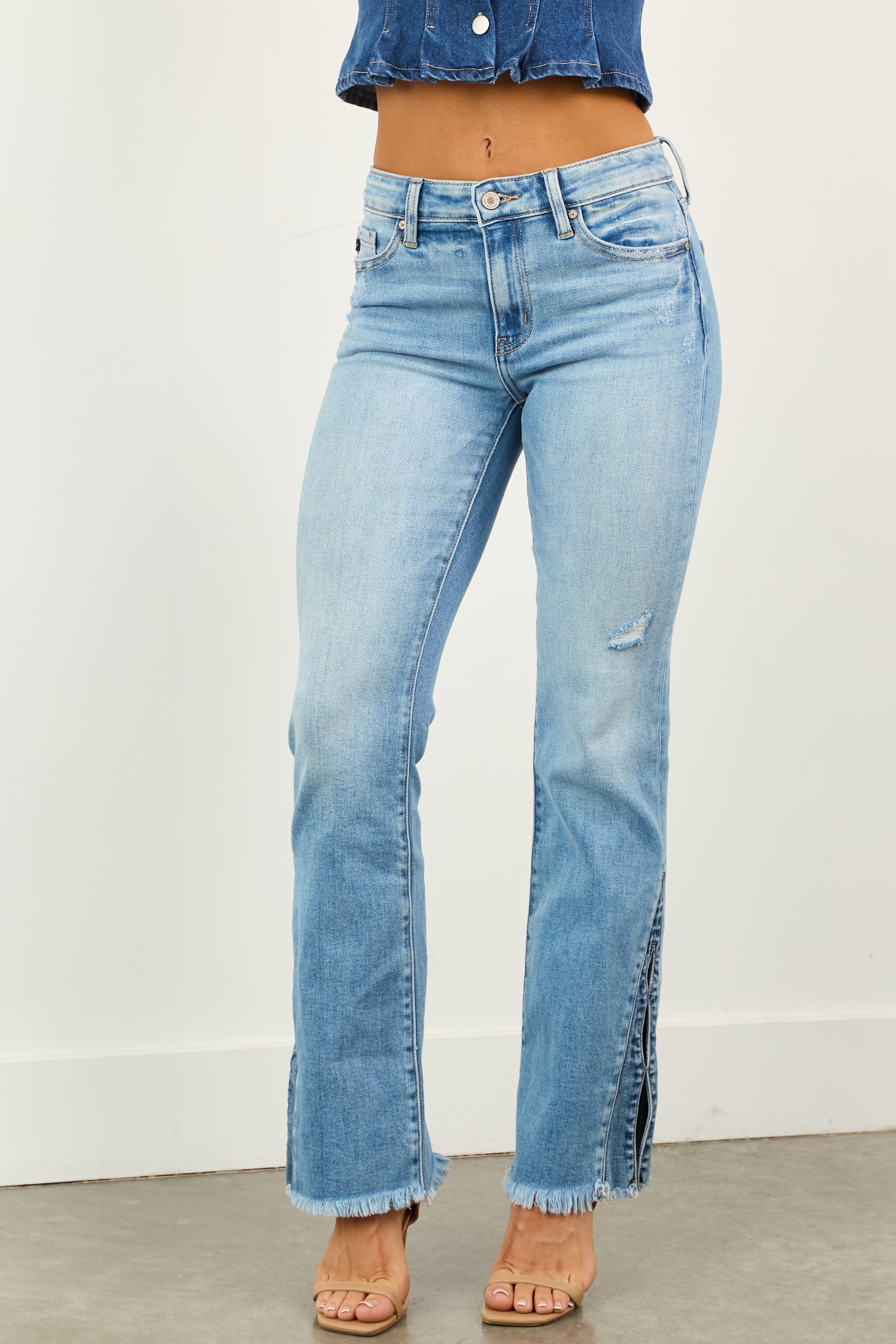 WOMEN’S FLARED JEANS | HIGH WAIST SPLIT HEM