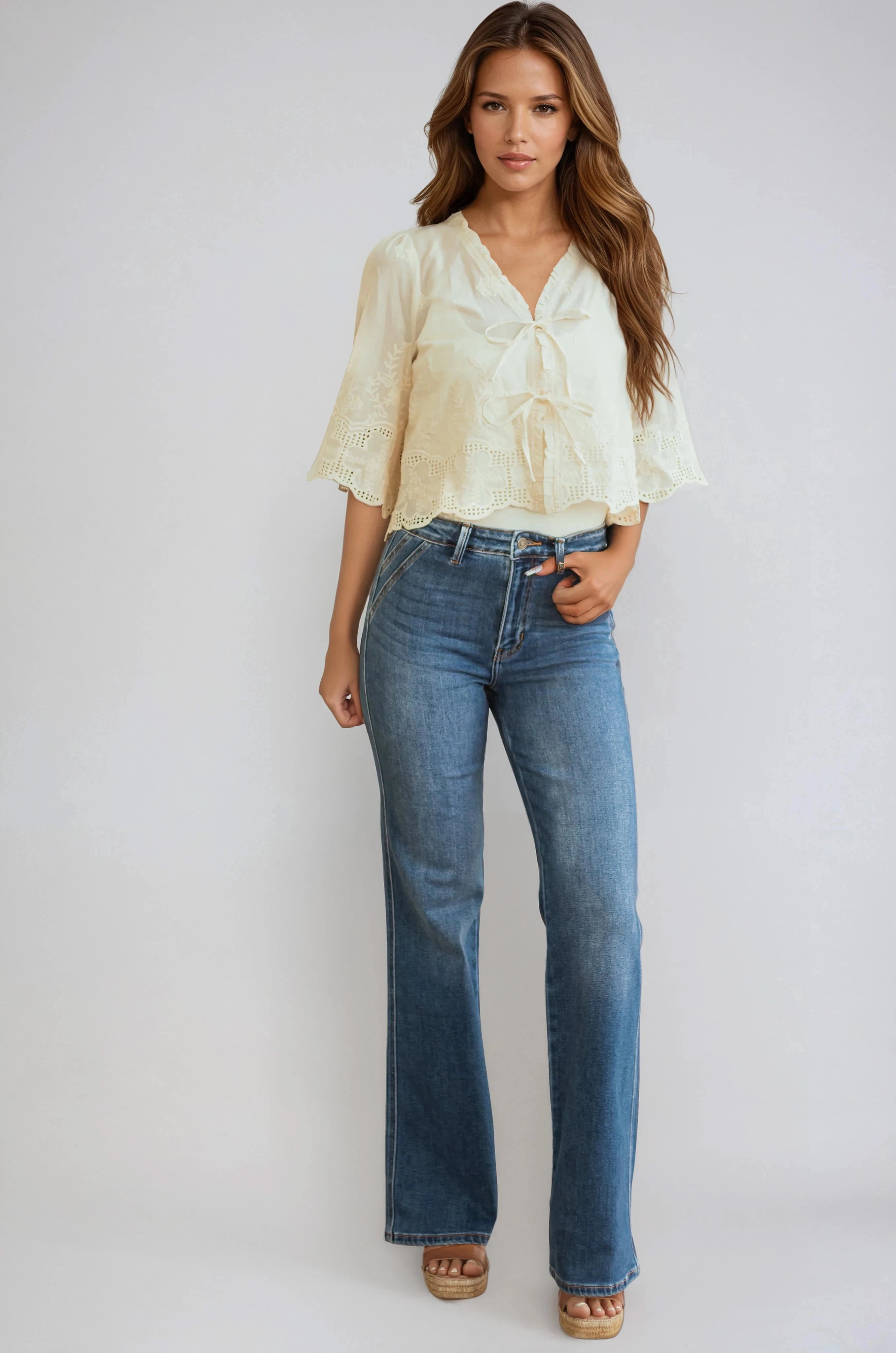 WOMEN’S FLARE JEANS | ULTRA HIGH RISE DARK WASH