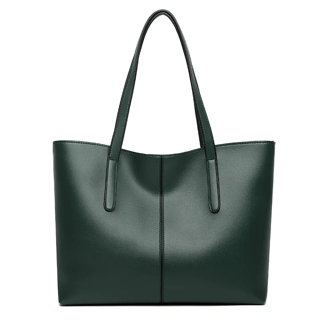 HANDBAG | CLASSIC LEATHER TOTE BAG WITH LONG STRAPS