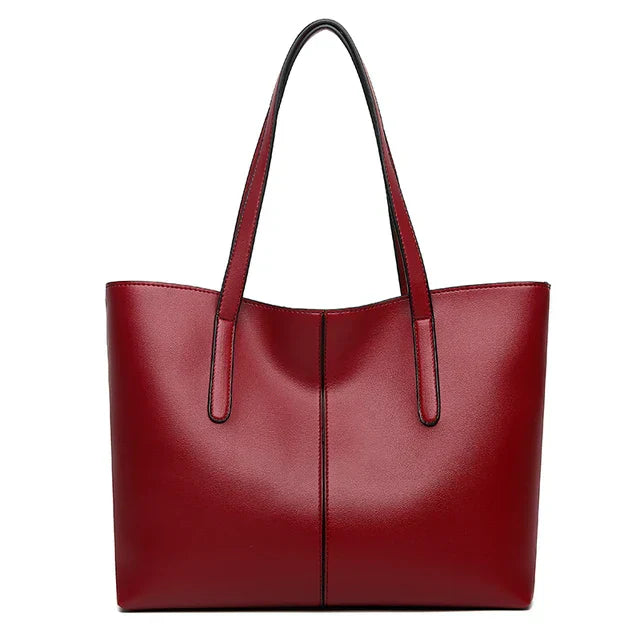 HANDBAG | CLASSIC LEATHER TOTE BAG WITH LONG STRAPS