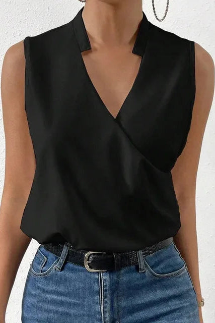 WOMEN’S V-NECK BLOUSE | CASUAL SLEEVELESS TOP