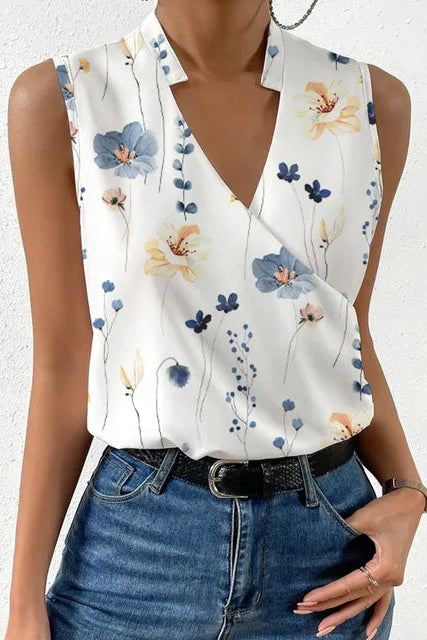 WOMEN’S V-NECK BLOUSE | CASUAL SLEEVELESS TOP