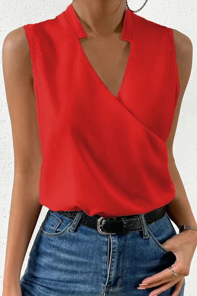 WOMEN’S V-NECK BLOUSE | CASUAL SLEEVELESS TOP