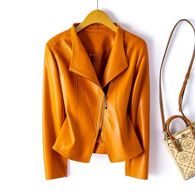 LEATHER WIDE-LAPEL JACKET
