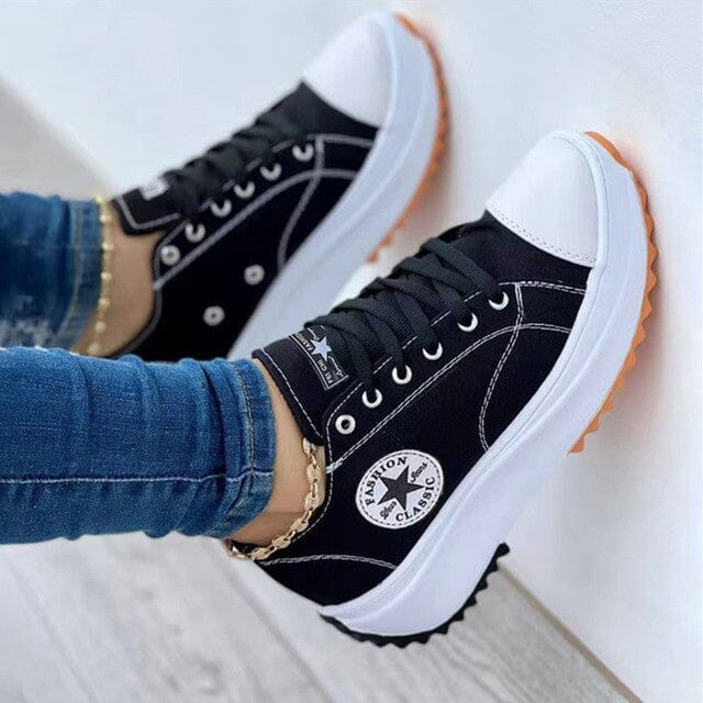 PLATFORM SNEAKERS | CASUAL LACE UP CANVAS SHOES