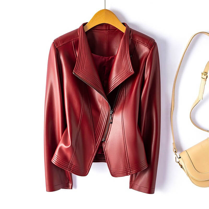 LEATHER WIDE-LAPEL JACKET