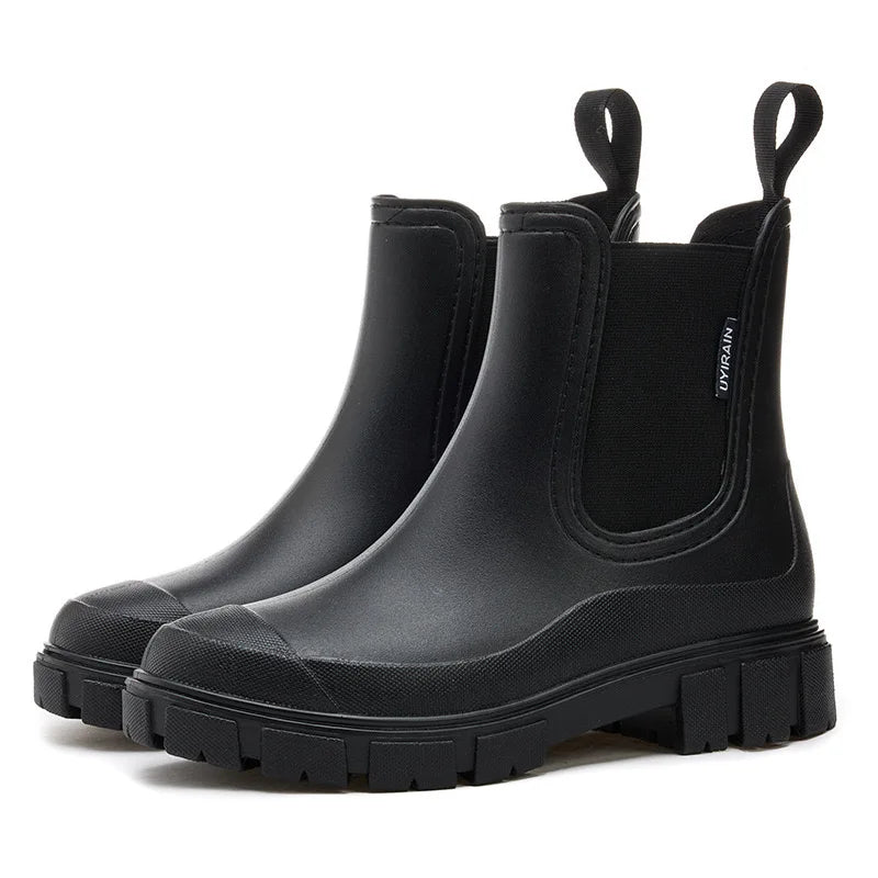 RAIN BOOTS | CHELSEA STYLE ANKLE BOOTS WITH CHUNKY SOLE
